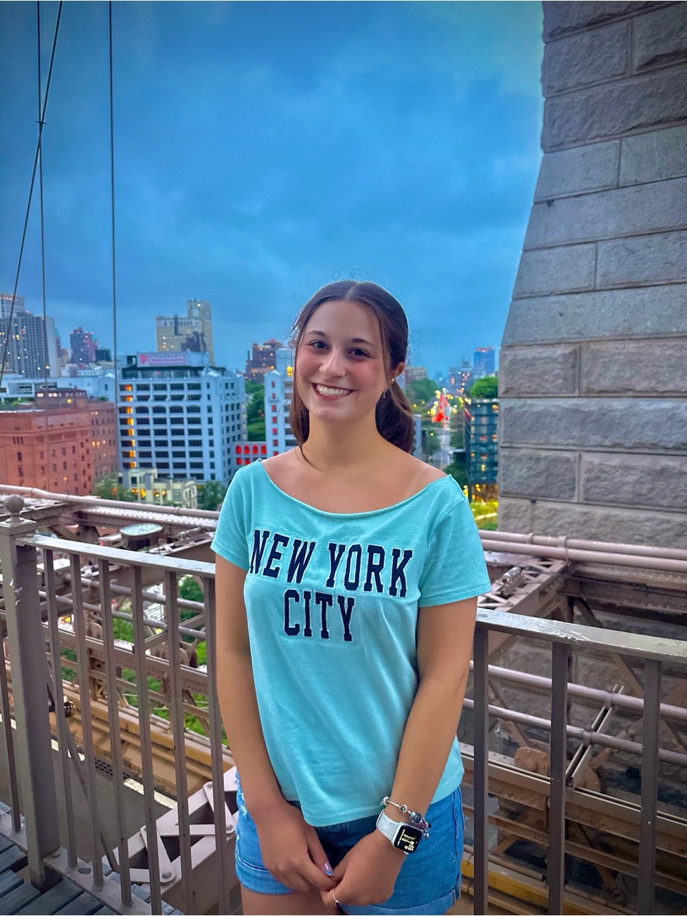Medium Aéropostale mint green 'NEW YORK CITY' wide-neck top
